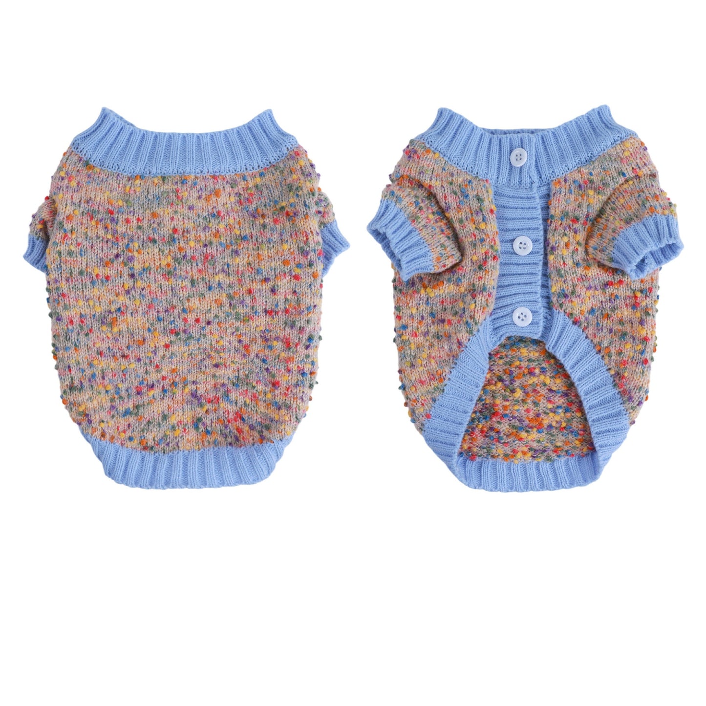 Dog Knit Cardigan - Button Design, Warm Winter Sweater for Small & Medium Dogs