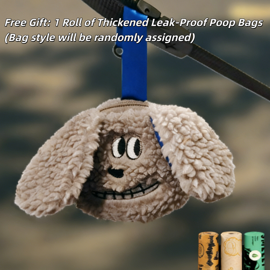 Cute Plush Dog Poop Bag Holder - Portable Dispenser for Walking Camping Travel