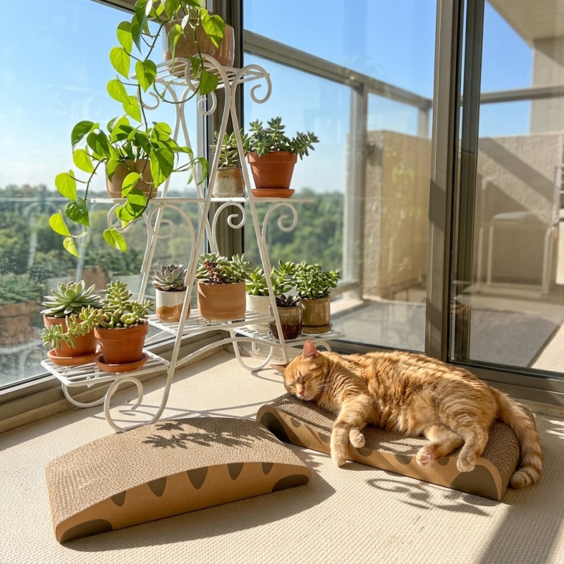 Miaow & Meow | Curved Cat Scratcher Pad | Corrugated Cardboard Neck Support Cat Scratching Board | Thick Non Shedding Cat Scratch Lounge Bed | Kitty Grinding Claw Toy for Indoor Cats