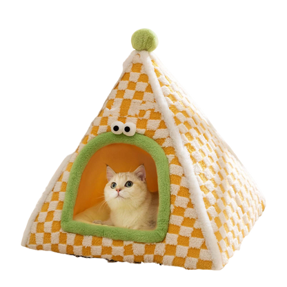 Winter Tent-Style Cat House - Soft Plush for Cozy Comfort, Stable Structure & Non-Slip Bottom, Warm Shelter for Indoor Cats & Small Dogs