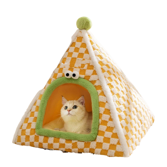 Winter Tent-Style Cat House - Soft Plush for Cozy Comfort, Stable Structure & Non-Slip Bottom, Warm Shelter for Indoor Cats & Small Dogs
