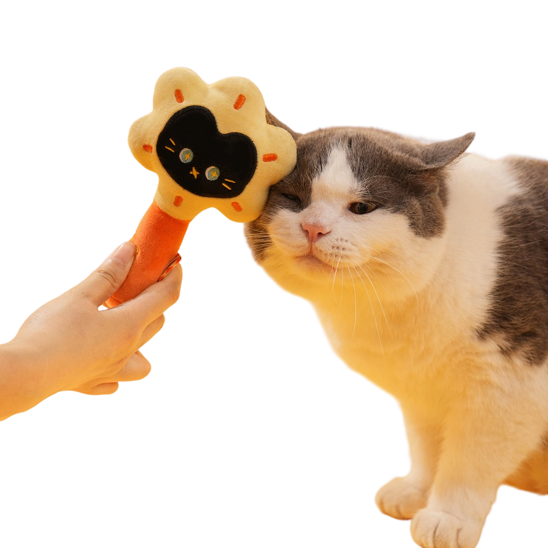 6.3'' Plush Rattle Cat Toy - Catnip Bell Pet Toy, Sun-Shaped Self-Play Boredom Buster for Cats