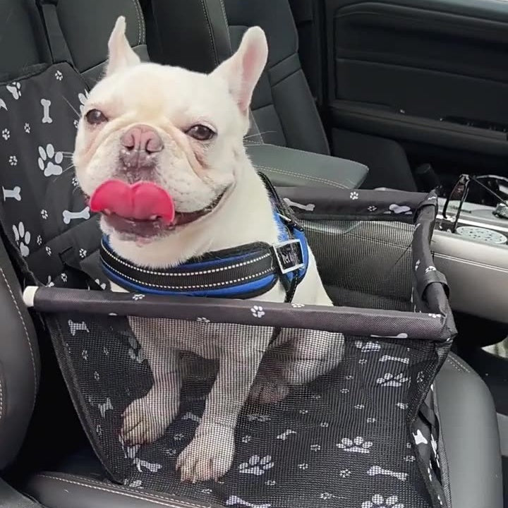 Dog Car Seat - Safe Travel Bed with Clip-On Leash, 25lbs Max for Small & Medium Dogs