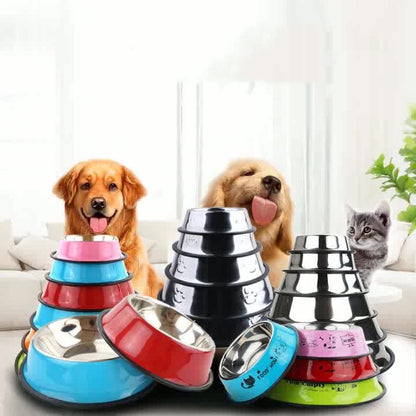 Stainless Steel Pet Bowl with Non - Slip Rubber Base, 7-74oz Universal for Cats & Dogs