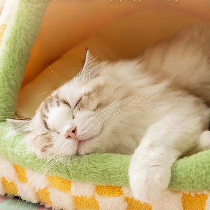 Winter Tent-Style Cat House - Soft Plush for Cozy Comfort, Stable Structure & Non-Slip Bottom, Warm Shelter for Indoor Cats & Small Dogs