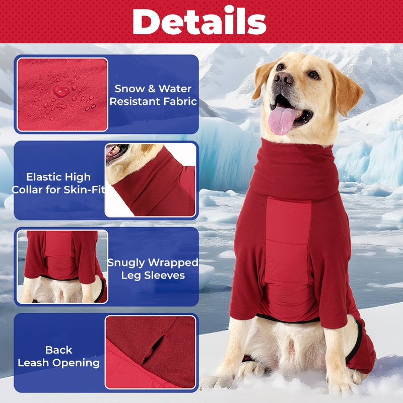 Dog Winter Coat - Windproof Waterproof Thick Cotton, Full-Body Jumpsuit M/L/XL