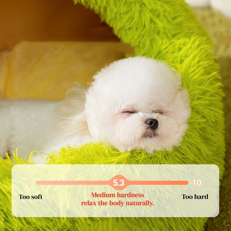 Cozy Pet Nest - Warm Semienclosed Plush Bed, S/M/L/XL/XXL with Detachable Mat for Cats & Dogs