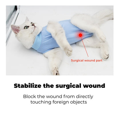 Cat Recovery Suit - Anti-Lick Breathable Elastic, Spay/Weaning Onesie S M L Pink/Blue/Purple