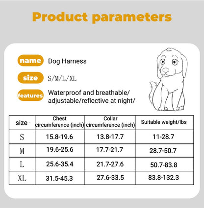 Dog Harness with Leash - Adjustable Reflective Waterproof, Camo Design for Dogs Walking