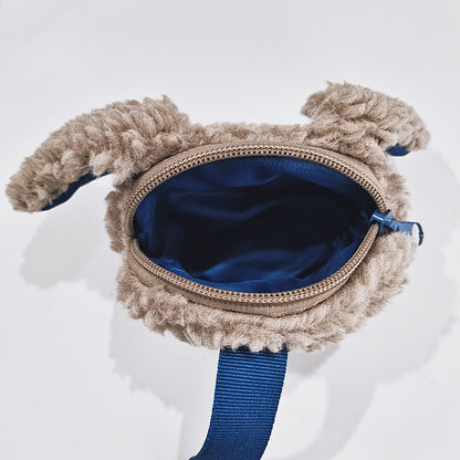 Cute Plush Dog Poop Bag Holder - Portable Dispenser for Walking Camping Travel