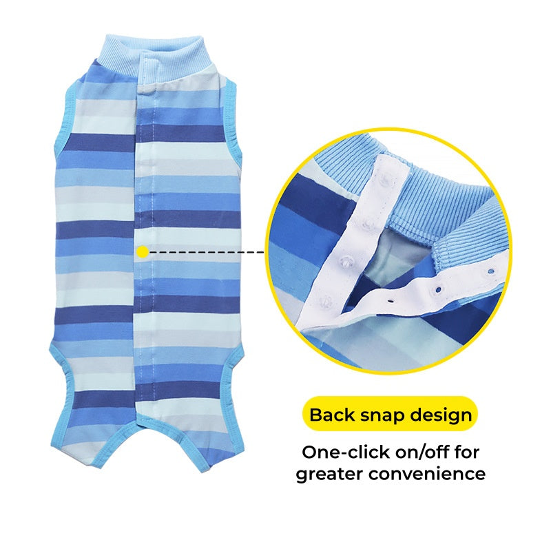 Small Dog Recovery Suit - Elastic Snap Closure, Anti-Lick Spay Surgery Onesie Pet Outfit
