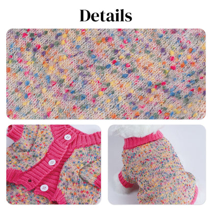 Dog Knit Cardigan - Button Design, Warm Winter Sweater for Small & Medium Dogs