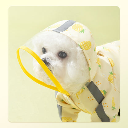 Full-Body Dog Rain Poncho - Cartoon Fruit Print, Waterproof Leash Hole for Small/Medium Dogs