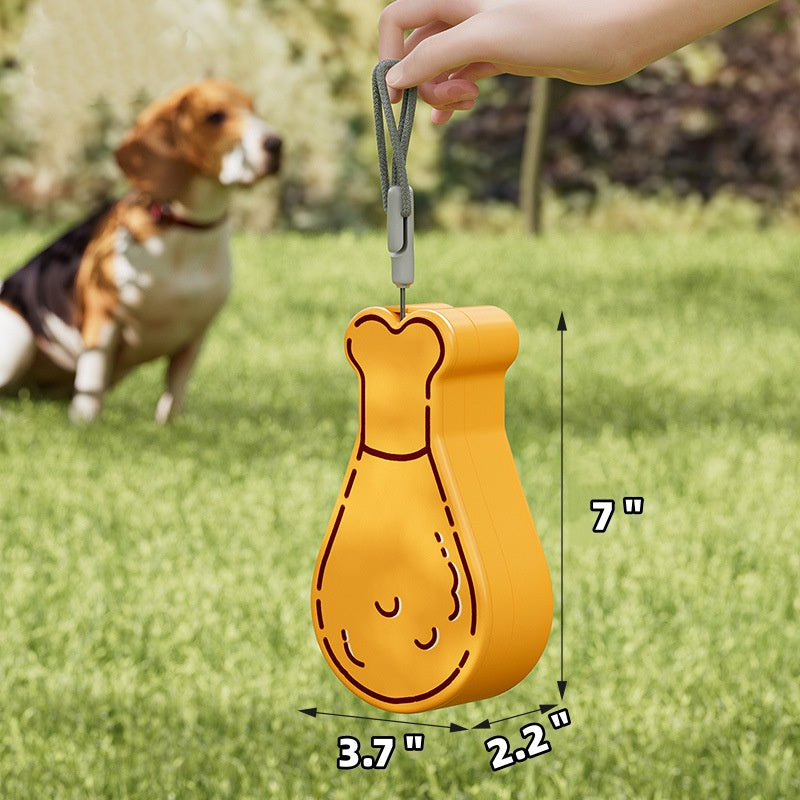 Cartoon Pet Travel Water Cup - 9.9 Oz Chicken Leg PP Food Holder for Dogs Cats