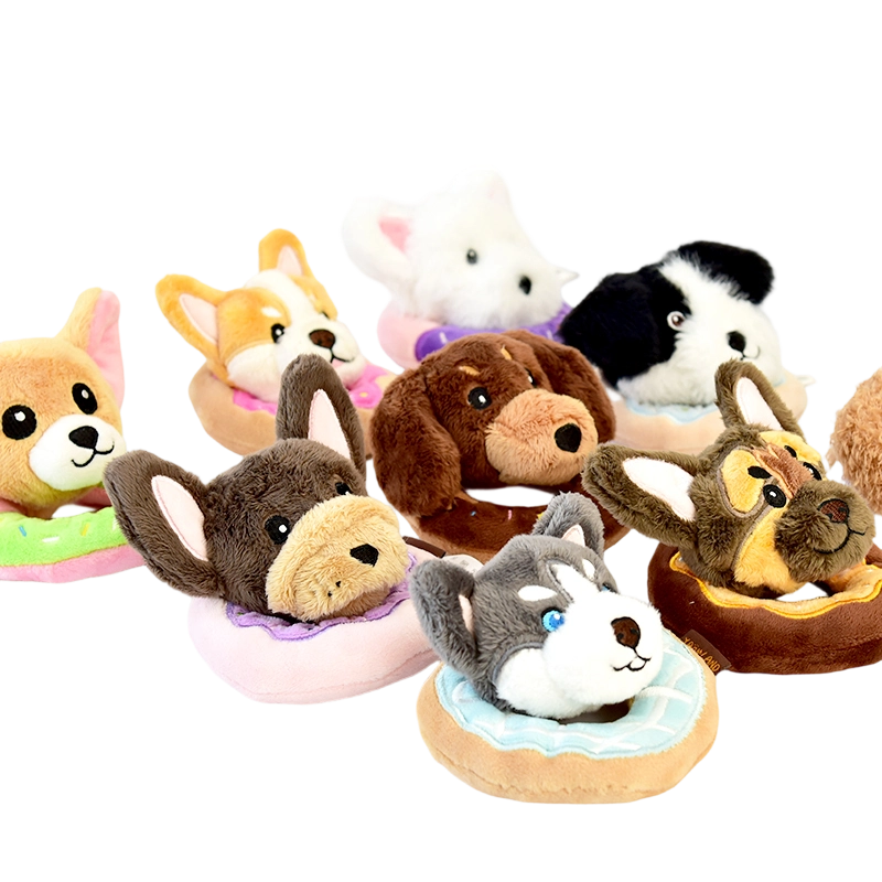 5.7" Squeaky Donut Dog Toy - Soft Plush Chew Toy, Interactive Tug-of-War, Durable for Small & Medium Dogs