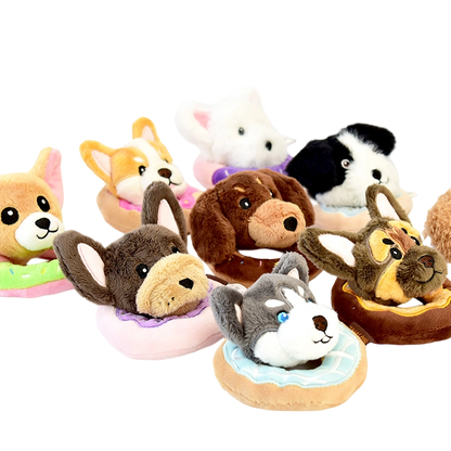 5.7" Squeaky Donut Dog Toy - Soft Plush Chew Toy, Interactive Tug-of-War, Durable for Small & Medium Dogs