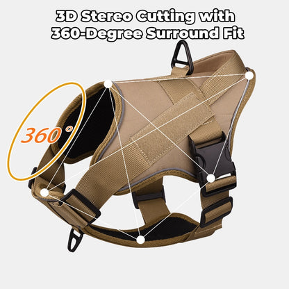 Dog Harness with Leash - Adjustable Reflective Waterproof, Camo Design for Dogs Walking