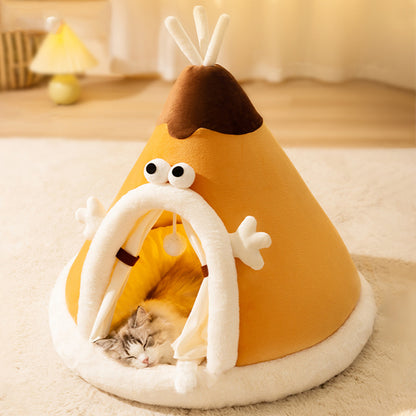 Winter Cat Teepee Tent Bed,Warm Indoor Pet Tent House for Cats(S-XL)