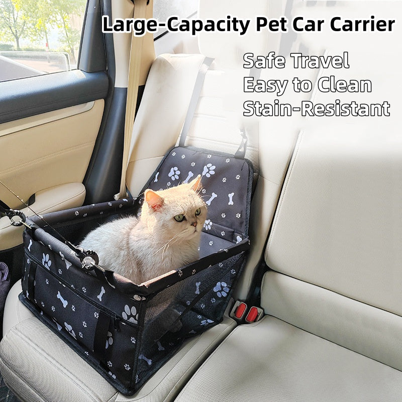 Dog Car Seat - Safe Travel Bed with Clip-On Leash, 25lbs Max for Small & Medium Dogs