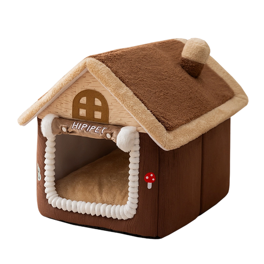 Winter Warm Cat House - Enclosed with Door Curtain, Cozy Pet House for Indoor Cats Small Dogs