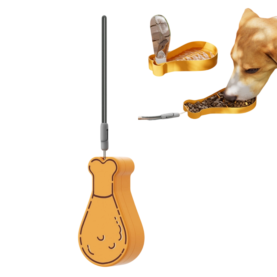 Cartoon Pet Travel Water Cup - 9.9 Oz Chicken Leg PP Food Holder for Dogs Cats
