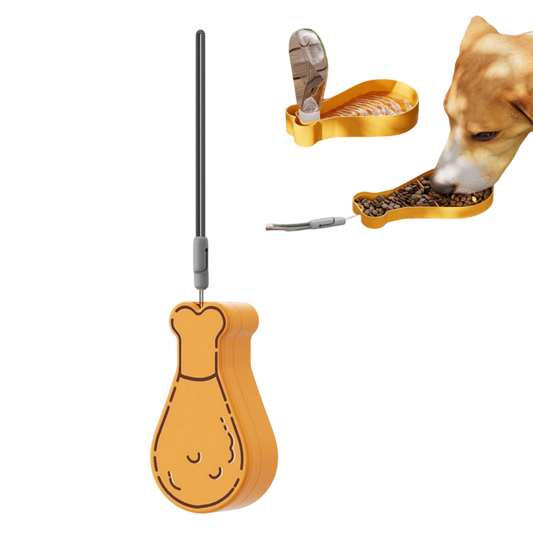 Cartoon Pet Travel Water Cup - 9.9 Oz Chicken Leg PP Food Holder for Dogs Cats