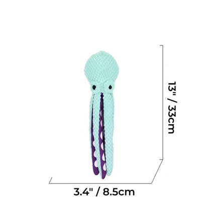 Squeaky Dog Toy - 13x3.4" Plush Stuffed, Octopus  Interactive Soft Puppy Toy