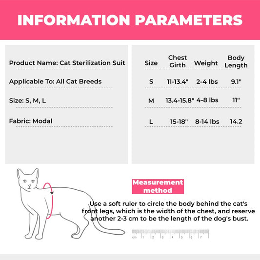Cat Recovery Suit - Anti-Lick Breathable Elastic, Spay/Weaning Onesie S M L Pink/Blue/Purple