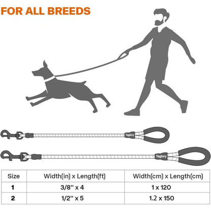 Rope Dog Leash 4-10 FT with Comfortable Padded Handle, Highly Reflective Threads Leash for Medium Large Dogs, 8 Colors
