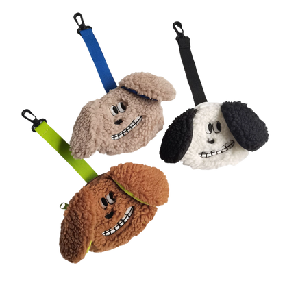 Cute Plush Dog Poop Bag Holder - Portable Dispenser for Walking Camping Travel