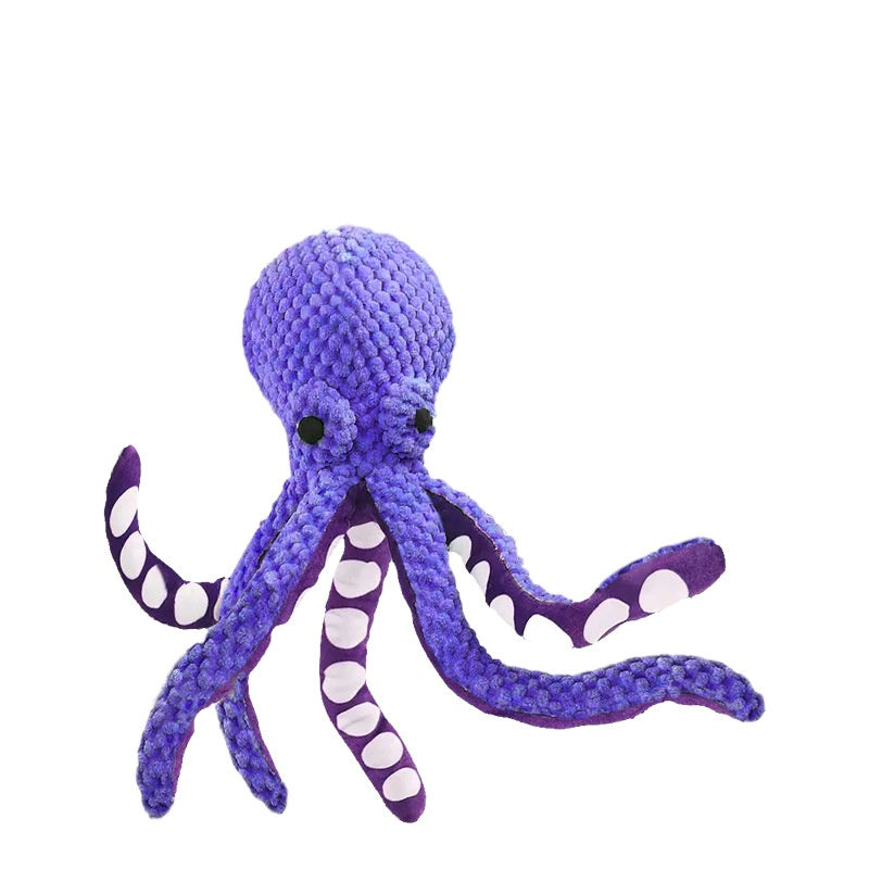 Squeaky Dog Toy - 13x3.4" Plush Stuffed, Octopus  Interactive Soft Puppy Toy