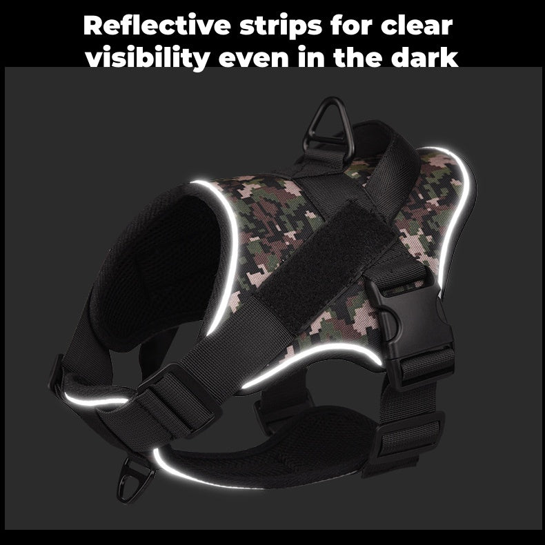 Dog Harness with Leash - Adjustable Reflective Waterproof, Camo Design for Dogs Walking
