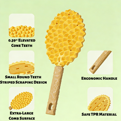 8.7" Durian Pet Massage Comb - Multi-Function Cat Hair Remover, Shedding Brush for Floating Fur Cleaning