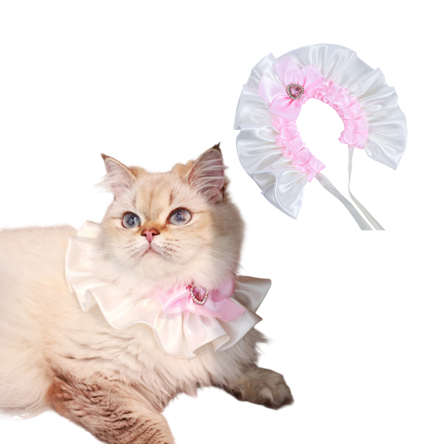 Cat Lace Bib Collar with Bow - Decorative Pet Scarf Bandana, Small Size Dress-Up Costume Accessories