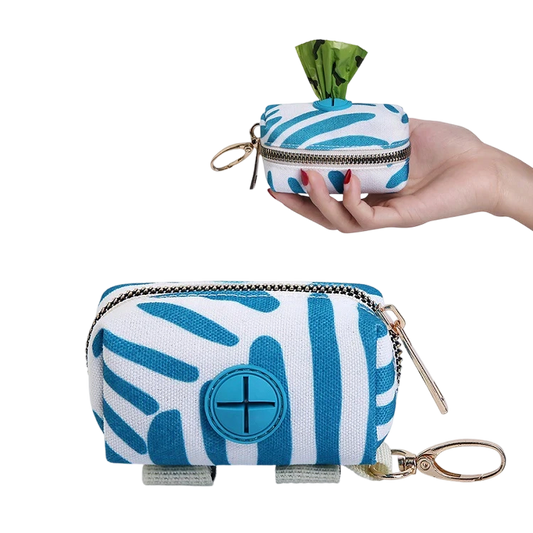 Dog Poop Bag Holder, Leash-Mounted Doggie Waste Dispenser - Soft Fabric Doggy Potty Pouch