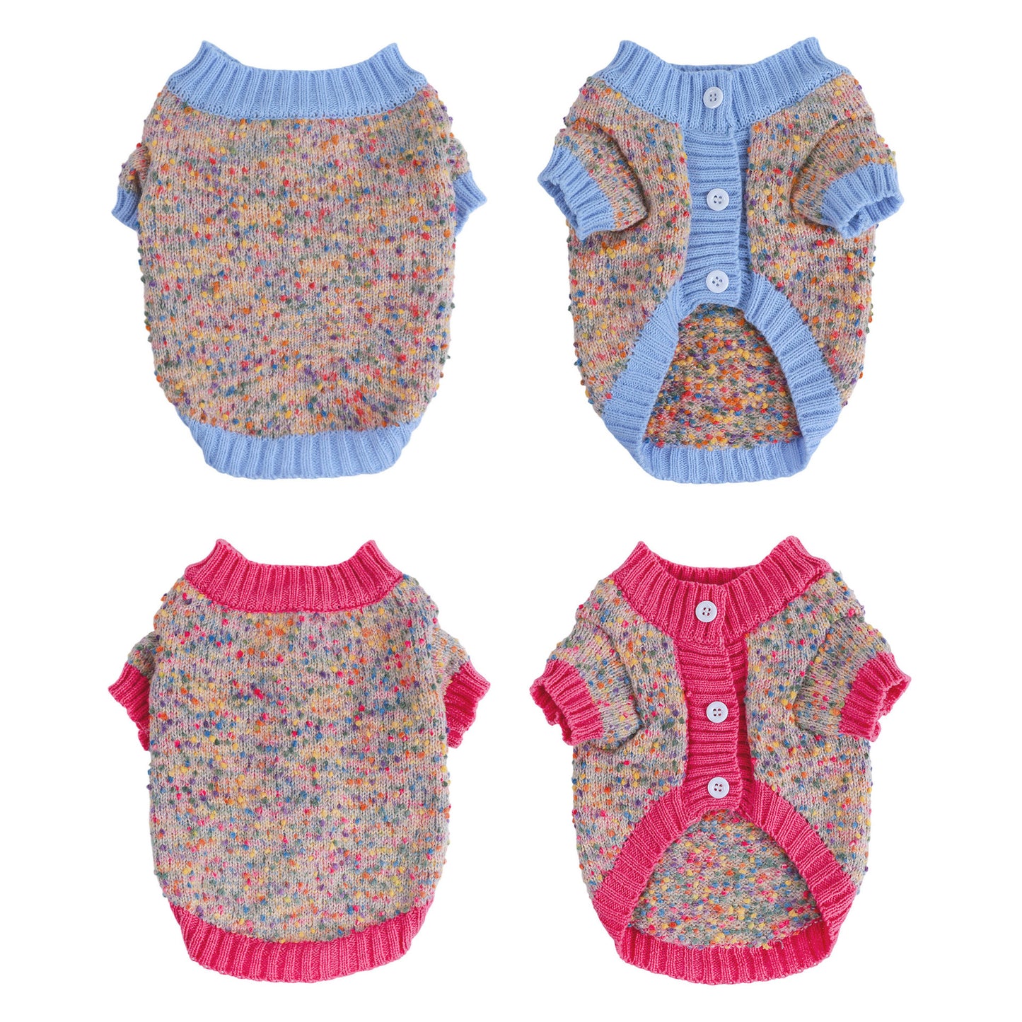 Dog Knit Cardigan - Button Design, Warm Winter Sweater for Small & Medium Dogs