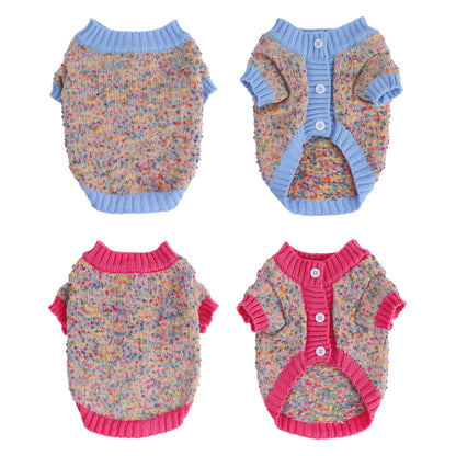 Dog Knit Cardigan - Button Design, Warm Winter Sweater for Small & Medium Dogs