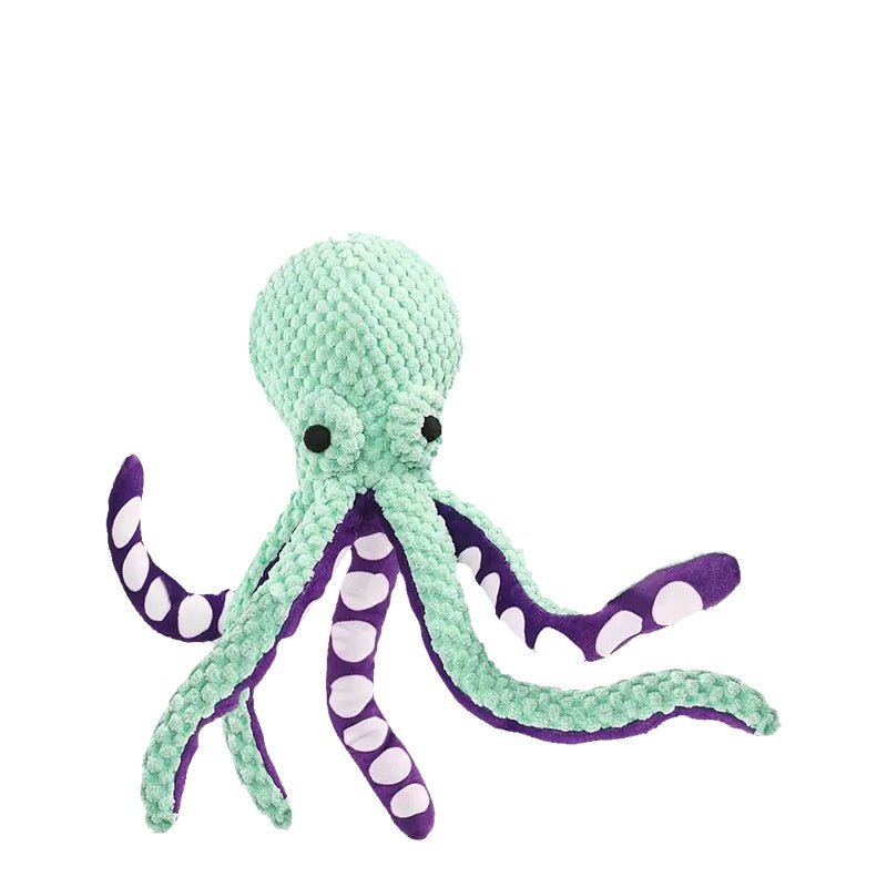 Squeaky Dog Toy - 13x3.4" Plush Stuffed, Octopus  Interactive Soft Puppy Toy