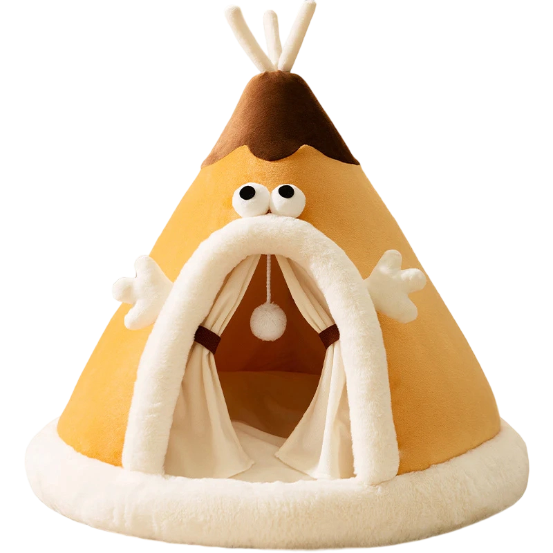 Winter Cat Teepee Tent Bed,Warm Indoor Pet Tent House for Cats(S-XL)