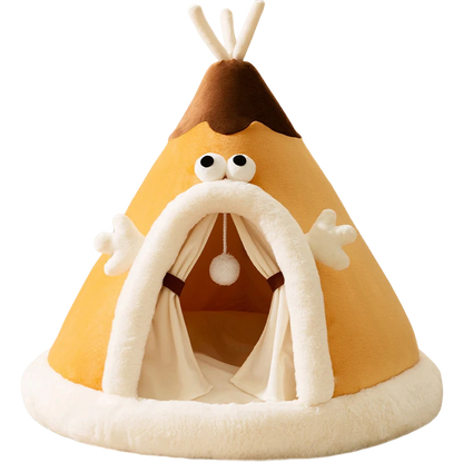 Winter Cat Teepee Tent Bed,Warm Indoor Pet Tent House for Cats(S-XL)