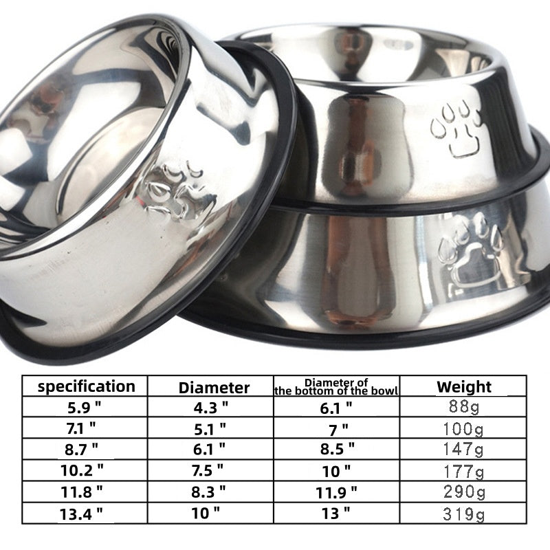 Stainless Steel Pet Bowl with Non - Slip Rubber Base, 7-74oz Universal for Cats & Dogs