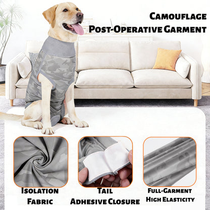 Camouflage Dog Recovery Suit - Breathable Post-Surgery Anti-Lick Onesie, Reusable Pad-Friendly Neuter/Spay Suit