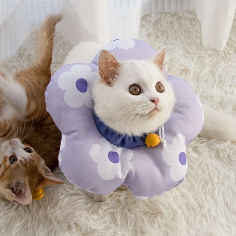 Soft Floral Cat Dog Cone - Waterproof Adjustable Recovery Collar, Anti-Lick/Bite Post-Surgery