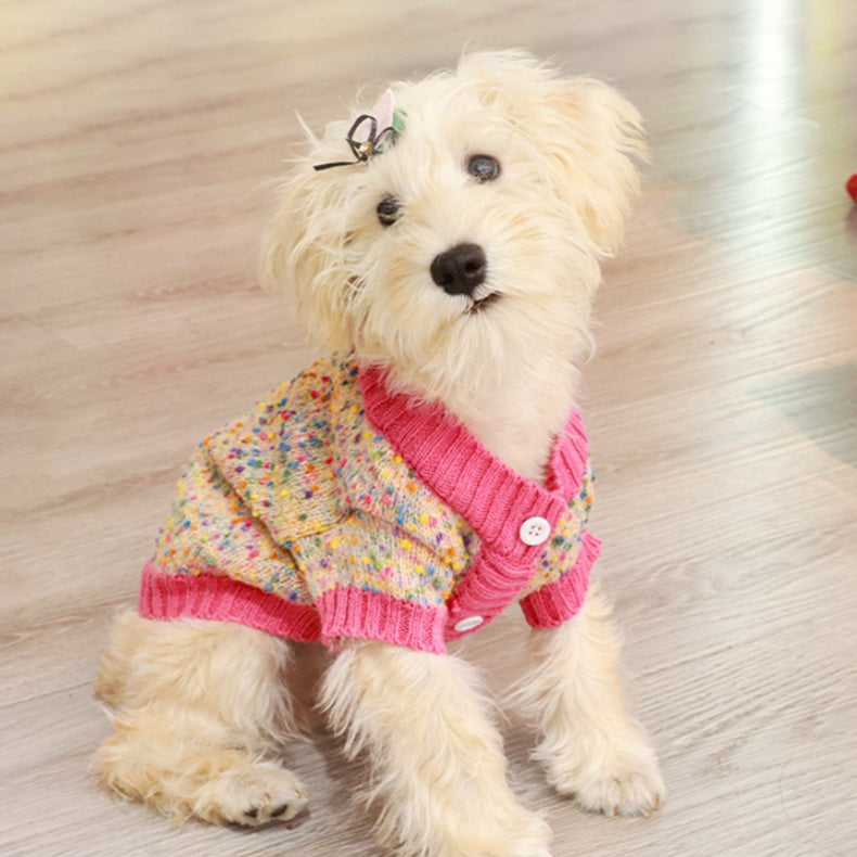 Dog Knit Cardigan - Button Design, Warm Winter Sweater for Small & Medium Dogs
