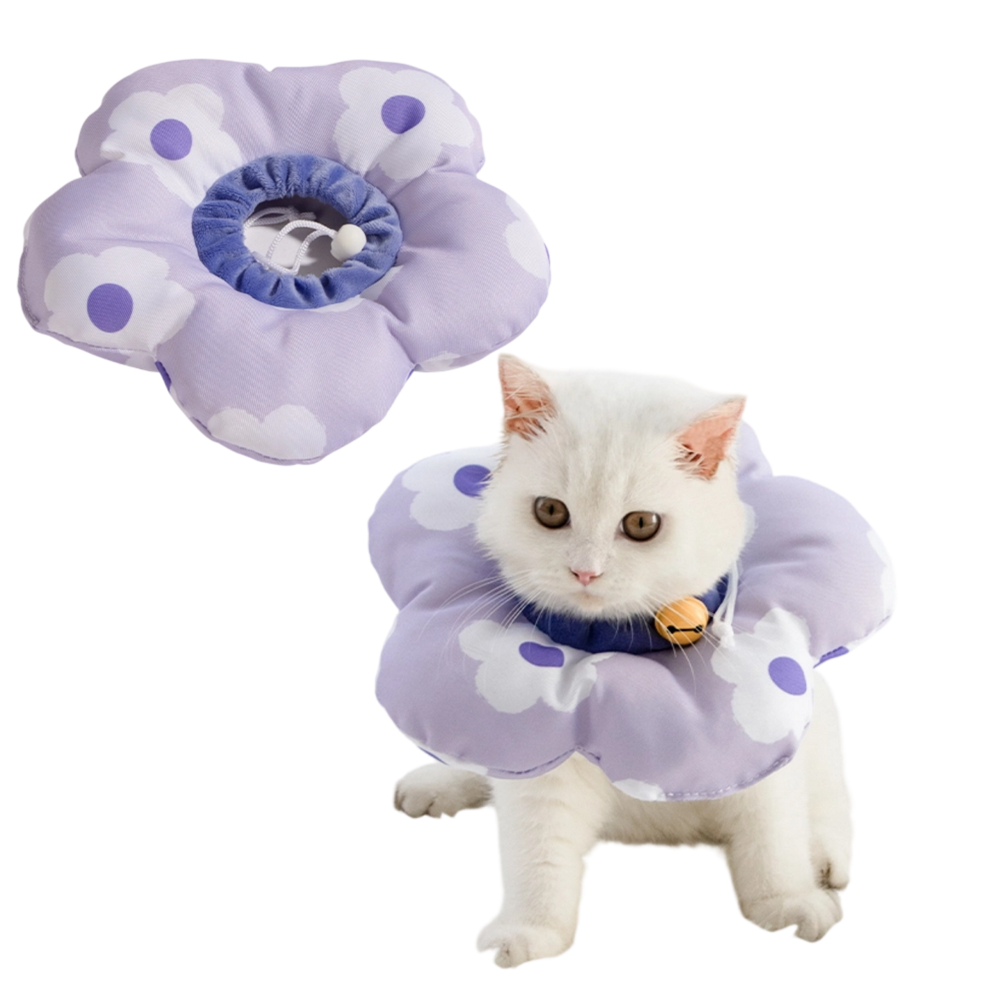 Soft Floral Cat Dog Cone - Waterproof Adjustable Recovery Collar, Anti-Lick/Bite Post-Surgery