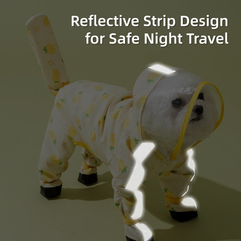 Full-Body Dog Rain Poncho - Cartoon Fruit Print, Waterproof Leash Hole for Small/Medium Dogs