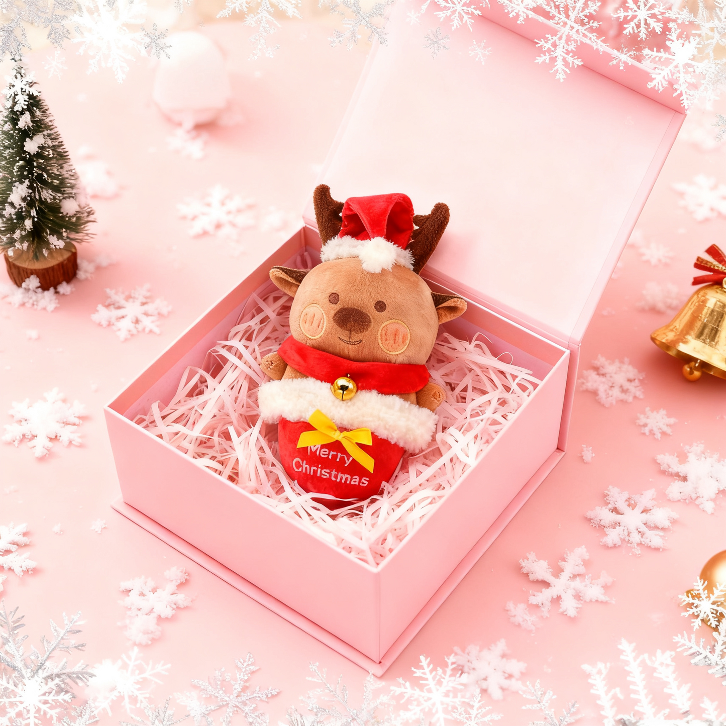 Christmas Reindeer Reveal Squeaky Plush Dog Chew Toy,  Red