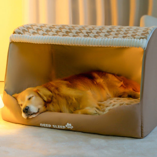 Winter Houndstooth Pet Bed - Deep Sleep Large Dog Bed for Golden Retrievers, Warm Cat & Dog Kennel