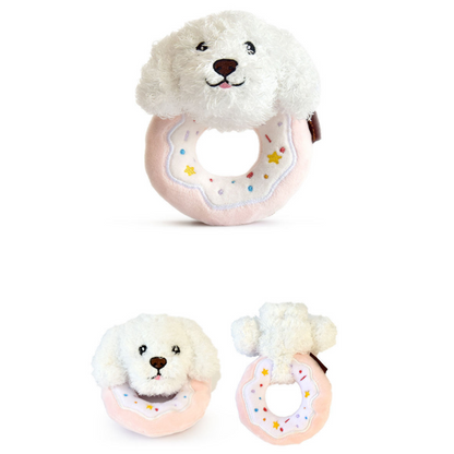 5.7" Squeaky Donut Dog Toy - Soft Plush Chew Toy, Interactive Tug-of-War, Durable for Small & Medium Dogs