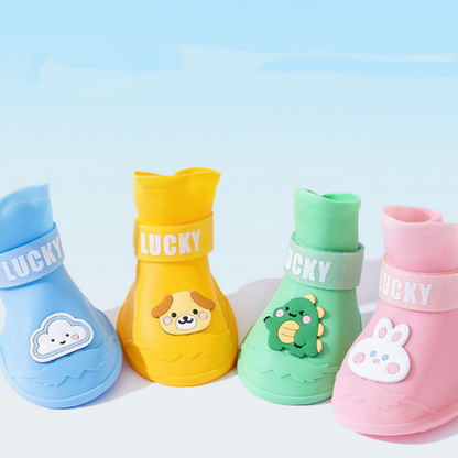 Cartoon Silicone Dog Rain Boots - Waterproof Non-Slip , for Medium & Large Dogs 4 Colors